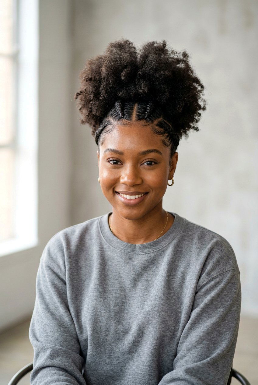 Two Braids With Afro Puff - 20 afro puff ponytail with braids - 20 afro puff ponytail with braids