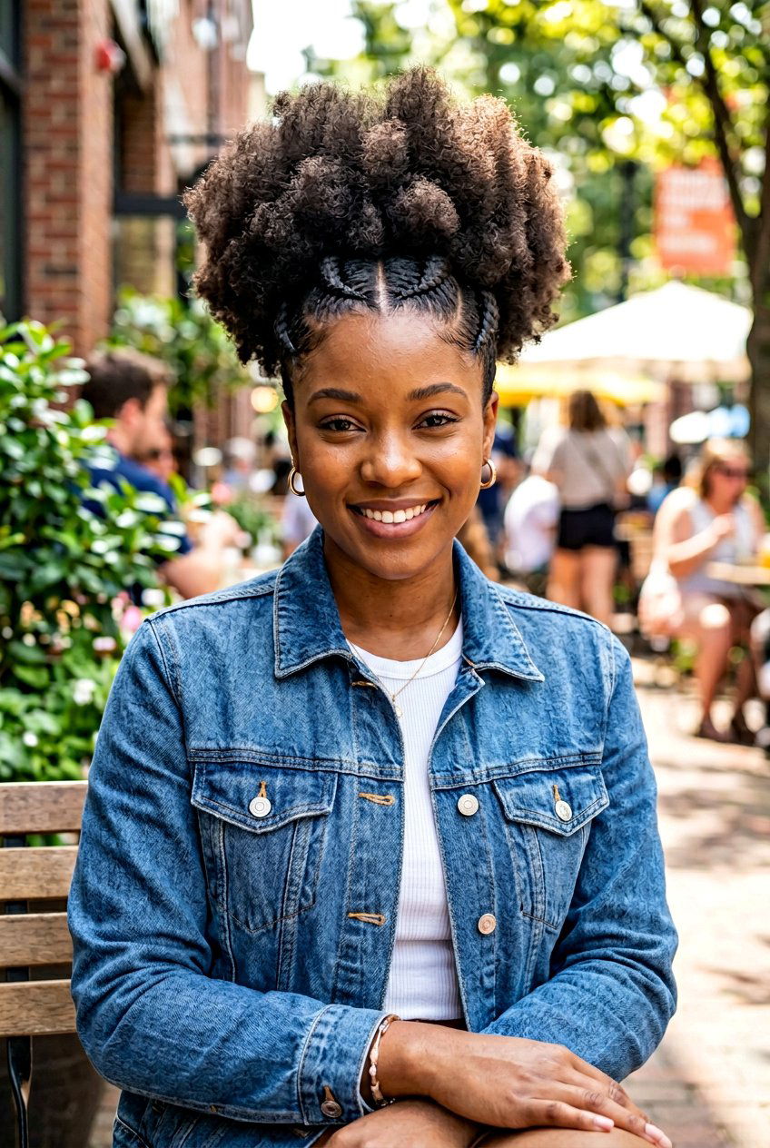 20 Gorgeous Afro Puff With Braids in Front Styles to Copy