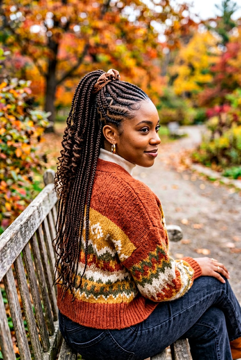 Two Layer Stitch Braids Ponytail - 20 stitch braids with ponytail - 20 stitch braids with ponytail