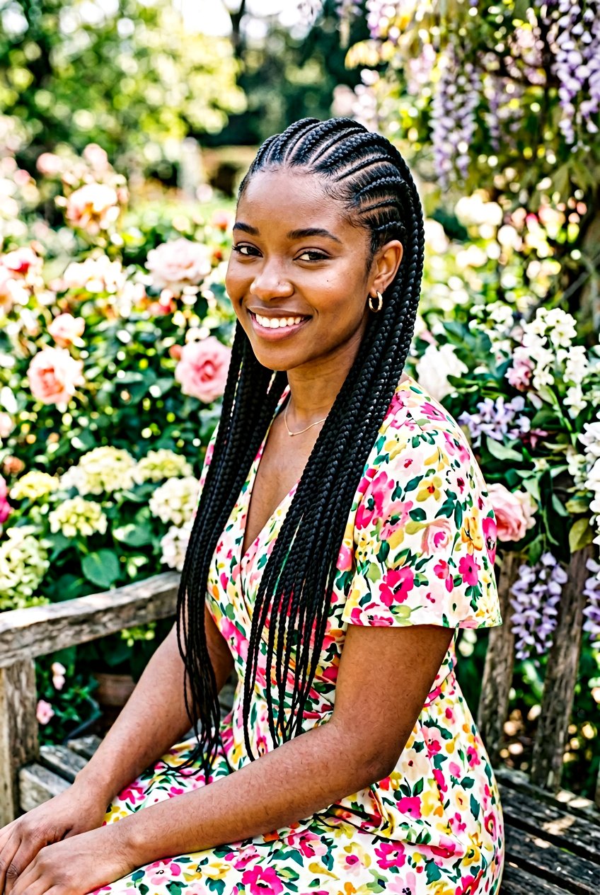 Two Layer Straight Back Braids - 20 braided straight back styles for women - 20 braided straight back styles for women