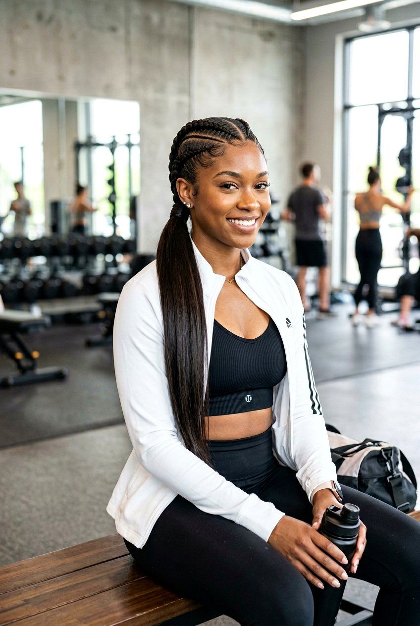 Two Stitch Braid Ponytail Weave - 20 cornrows into ponytail with weave - 20 cornrows into ponytail with weave