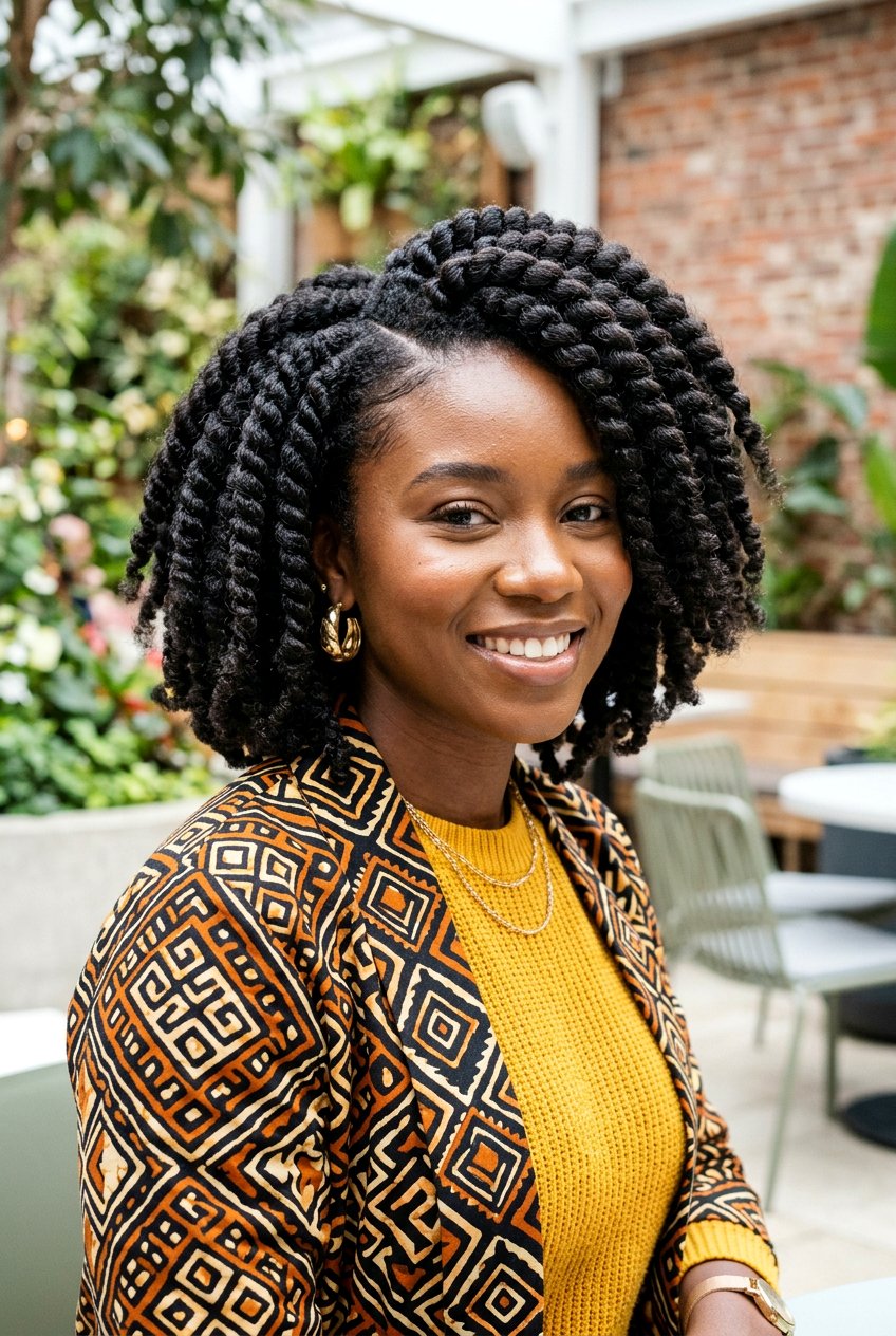 Two Strand Twist Afro with Side Part - 20 afro with side part hairstyle - 20 afro with side part hairstyle