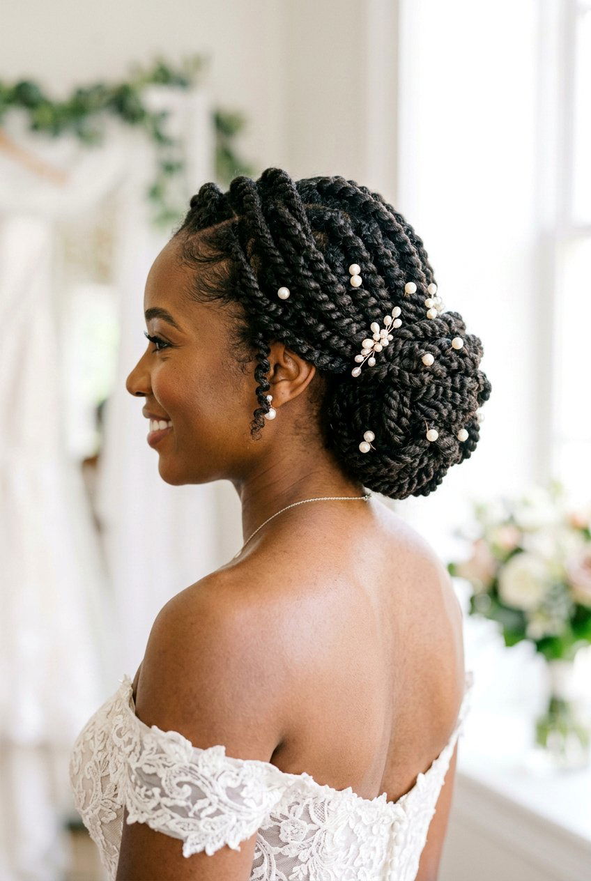 Two Strand Twist Bridal Updo On Natural Hair - 20 natural bridal hairstyles for black women - 20 natural bridal hairstyles for black women