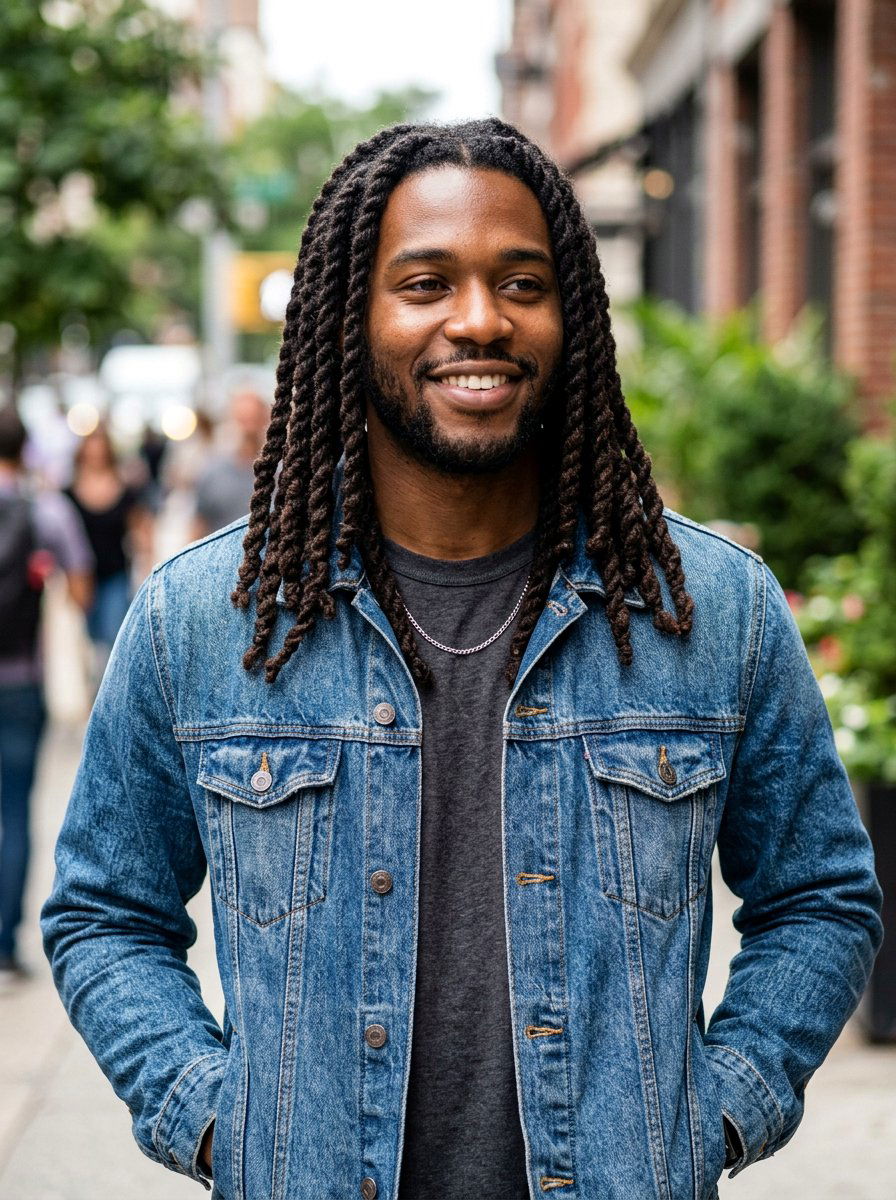 Two Strand Twist Dreads - 20 shoulder length dreads for men - 20 shoulder length dreads for men