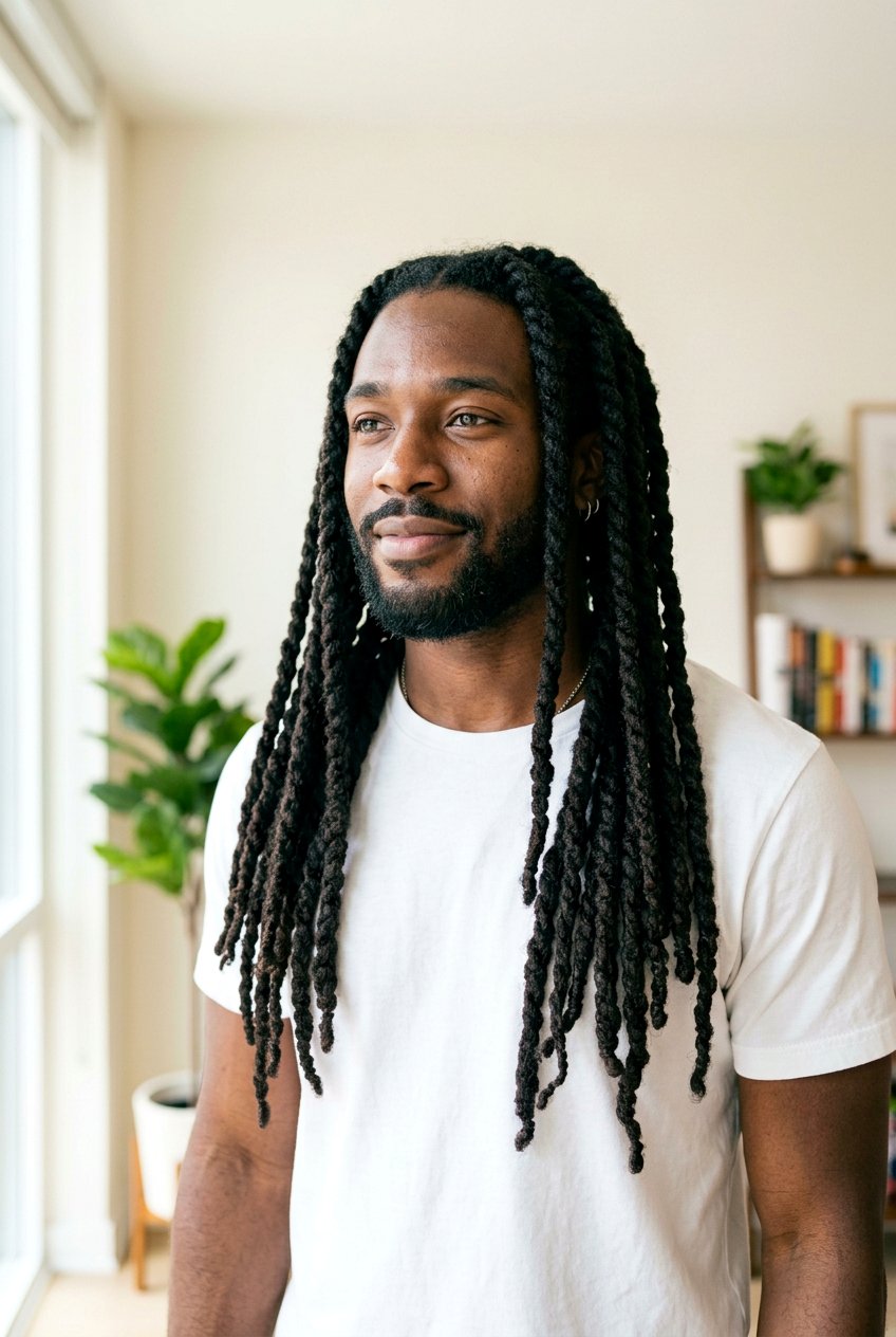 Two Strand Twist Locs - 20 long loc styles for black men - 20 long loc styles for black men