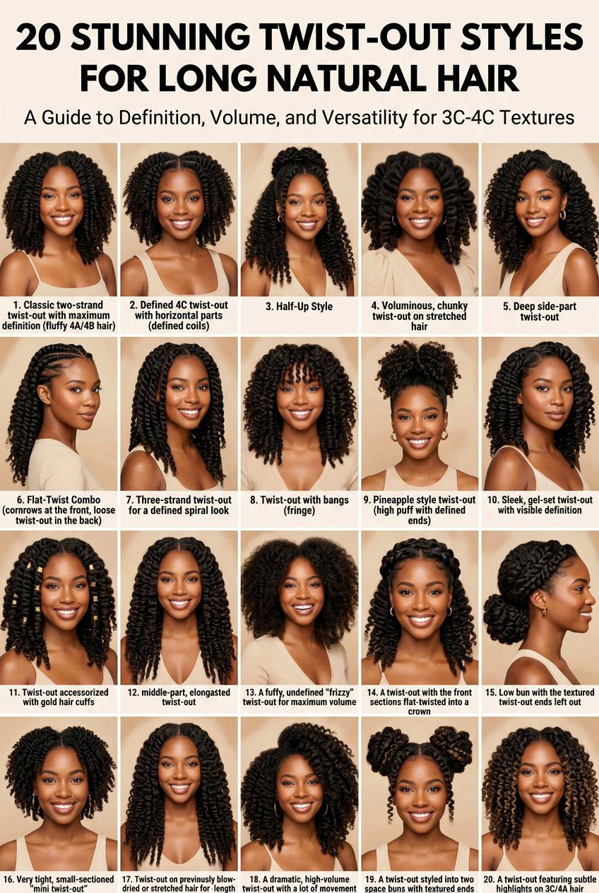 Two Strand Twist Out on Long 4C Hair - 20 twist out on long natural hair - 20 twist out on long natural hair