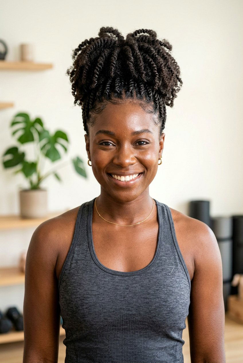 Two Strand Twist Puff - 20 gym protective styles for natural hair - 20 gym protective styles for natural hair