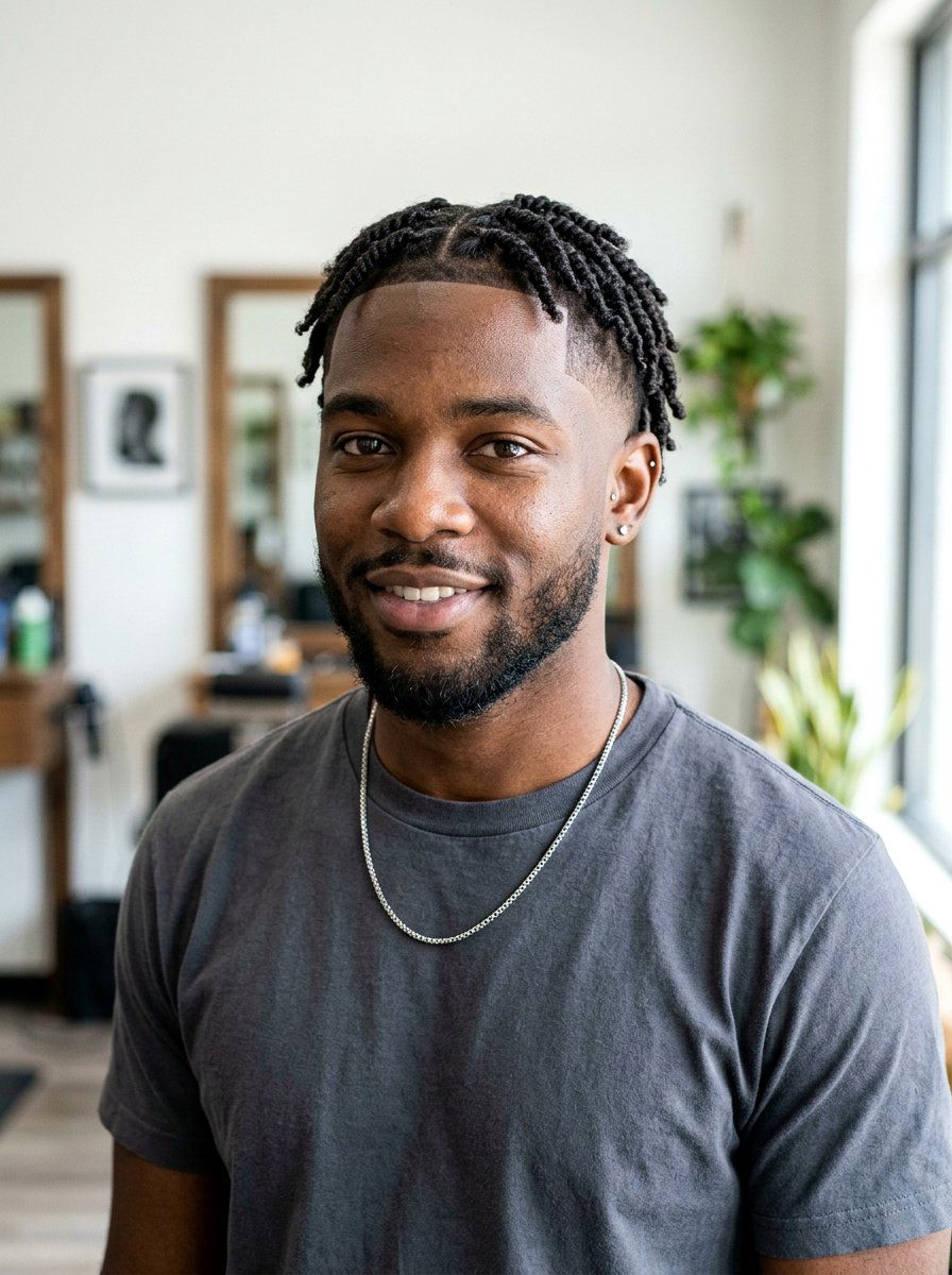 Two Strand Twist Starter Locs With Taper Fade - 20 starter locs with fade - 20 starter locs with fade