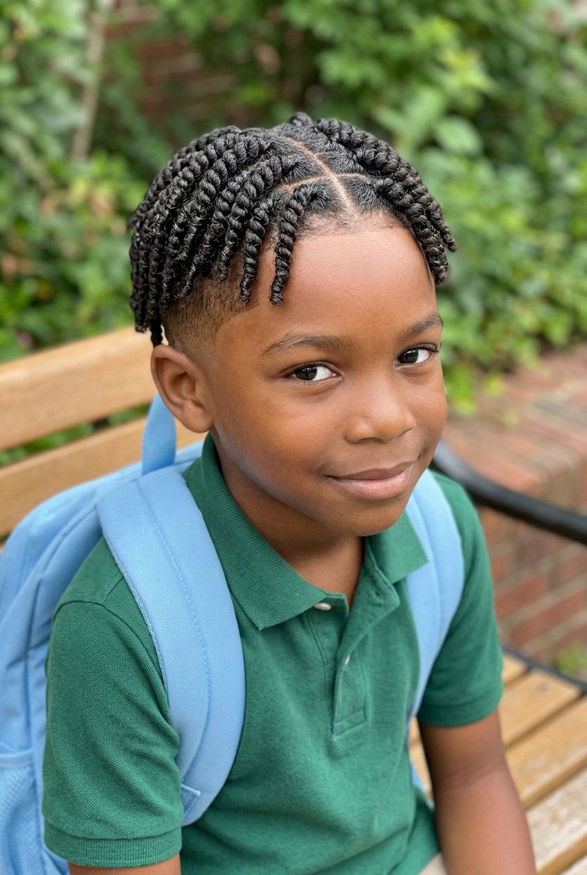 Two Strand Twist Starter Locs with Mid Taper Fade - 20 boys starter loc styles with taper fade - 20 boys starter loc styles with taper fade