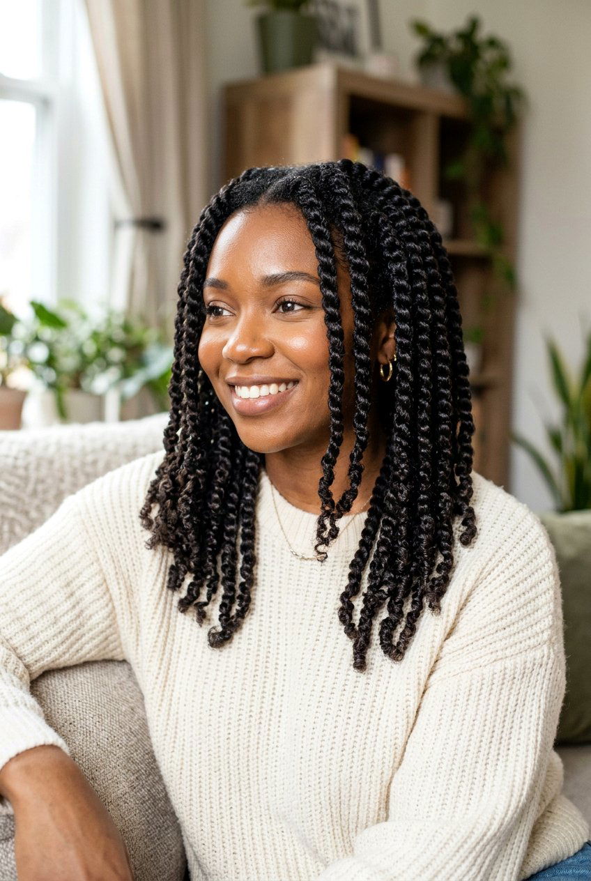 Two Strand Twists - 20 easy overnight hairstyle for thick hair - 20 easy overnight hairstyle for thick hair