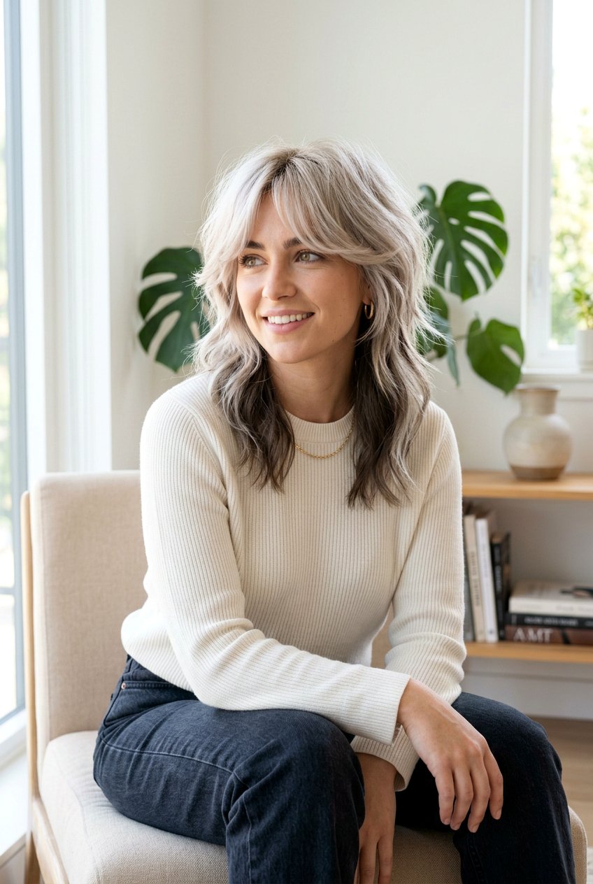 Two Tone Airy Wolf Cut With Curtain Bangs - 20 airy wolf cut with curtain bangs - 20 airy wolf cut with curtain bangs