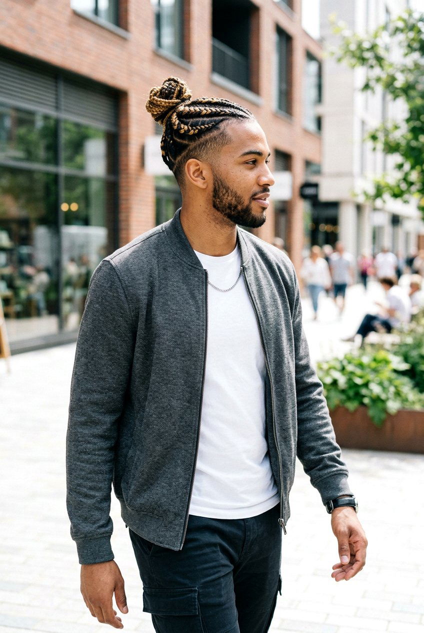 Two Tone Braided Top Knot - 20 braided top knot men - 20 braided top knot men