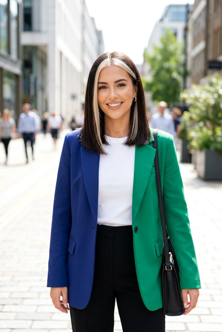 Two Tone Front Streak On Straight Hair - 20 front streak hair color - 20 front streak hair color