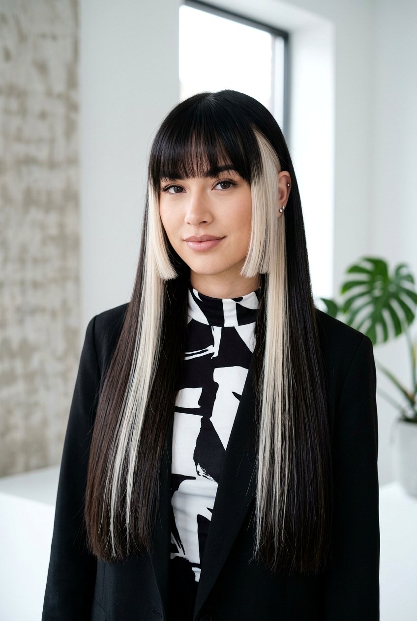 Two Tone Hime Cut for Long Straight Hair - 20 hime haircut for straight long hair - 20 hime haircut for straight long hair