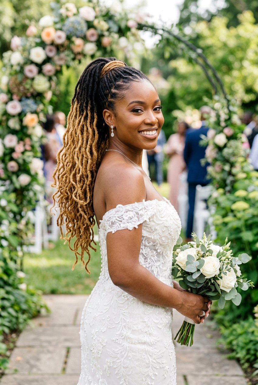 Two Tone Loc Ponytail - 20 bridal hairstyle for loc ponytail - 20 bridal hairstyle for loc ponytail