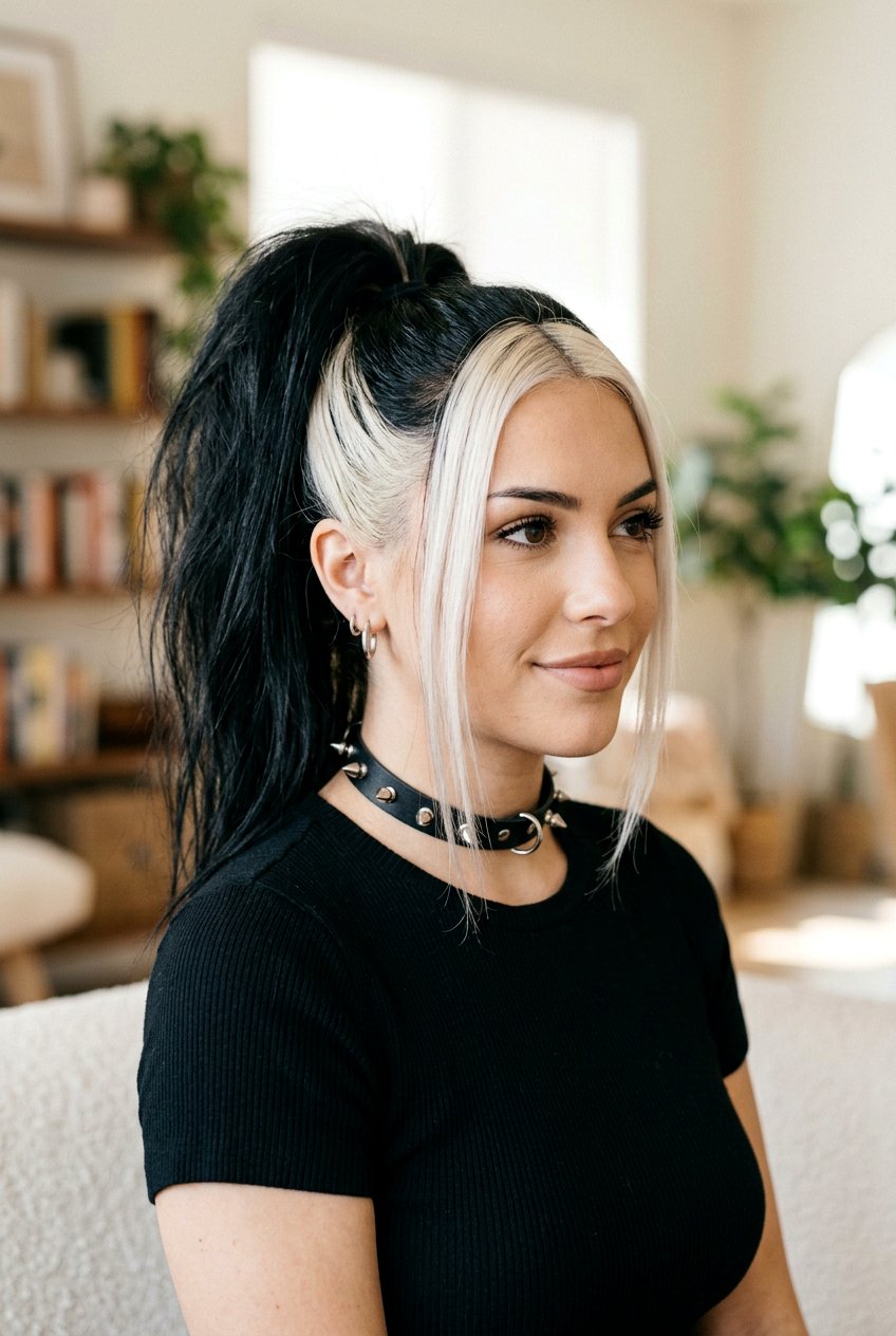 Two Tone Ponytail - 20 y2k ponytail with face framing strands - 20 y2k ponytail with face framing strands