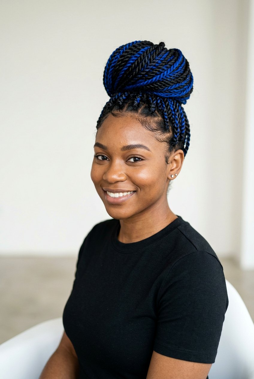 Two Tone Senegalese Twist Bun - 20 senegalese twists bun for women - 20 senegalese twists bun for women