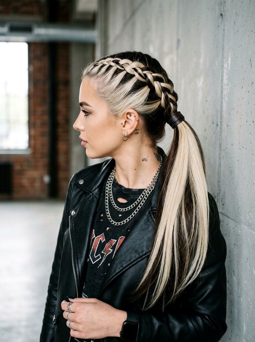 Two Tone Sleek French Braid Ponytail - 20 sleek french braid ponytail - 20 sleek french braid ponytail