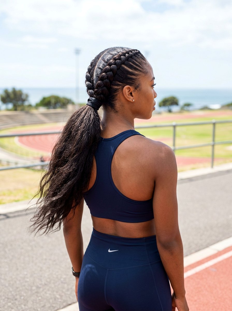 Two braids with track ponytail - 20 track braid ponytail - 20 track braid ponytail