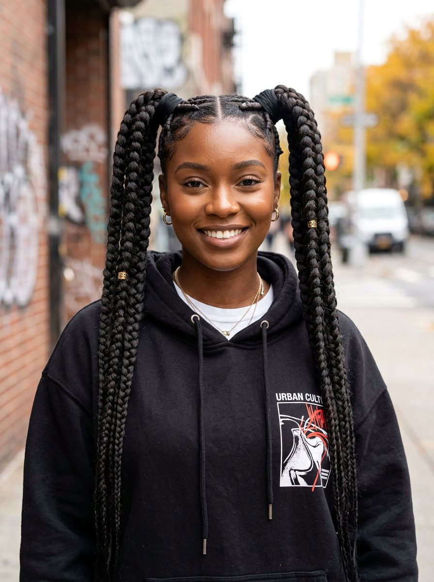 Two jumbo knotless braids ponytails - 20 jumbo knotless braids ponytail - 20 jumbo knotless braids ponytail