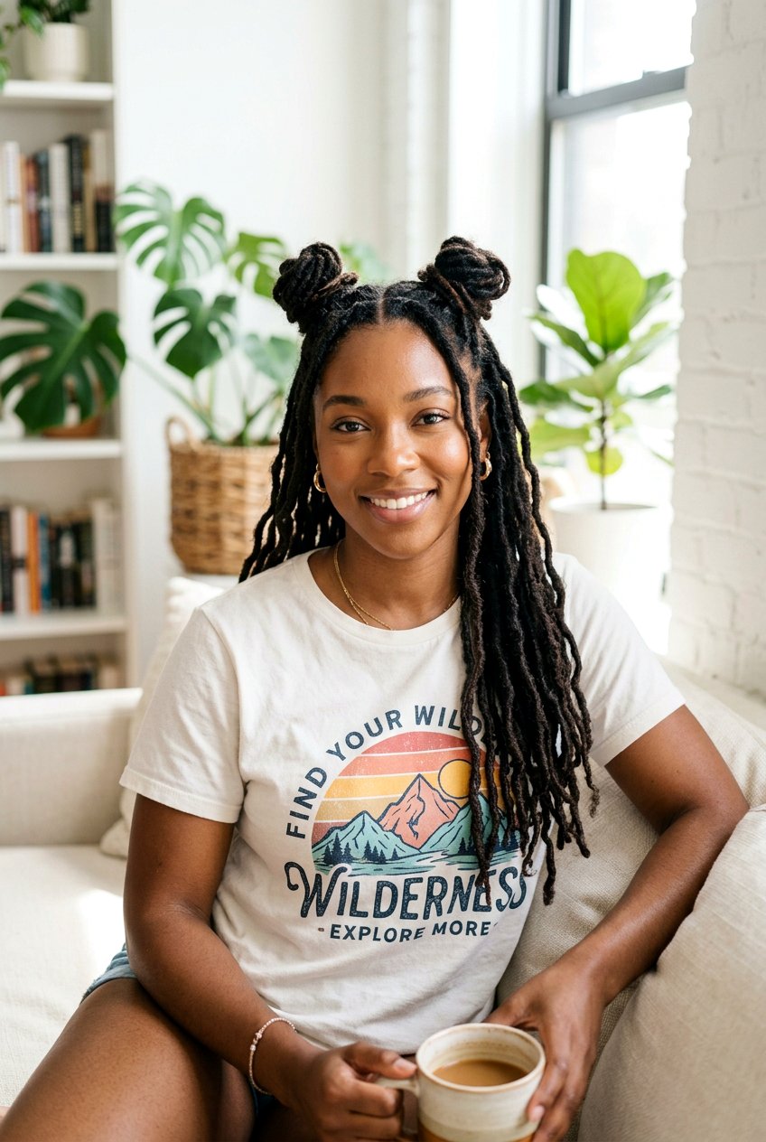 Two loc buns with loose hair - 20 loc bun hairstyles - 20 loc bun hairstyles