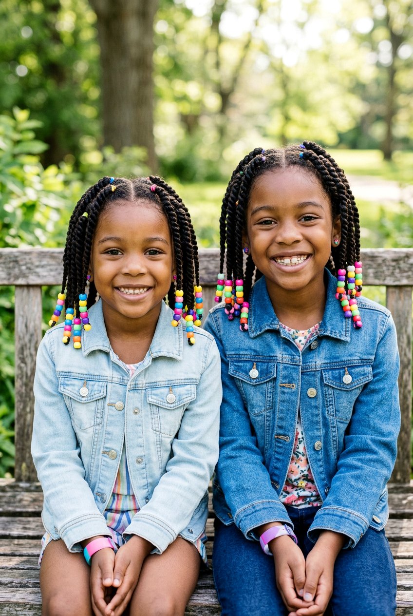 Two strand twists with beads - 20 little girls twists with beads - 20 little girls twists with beads