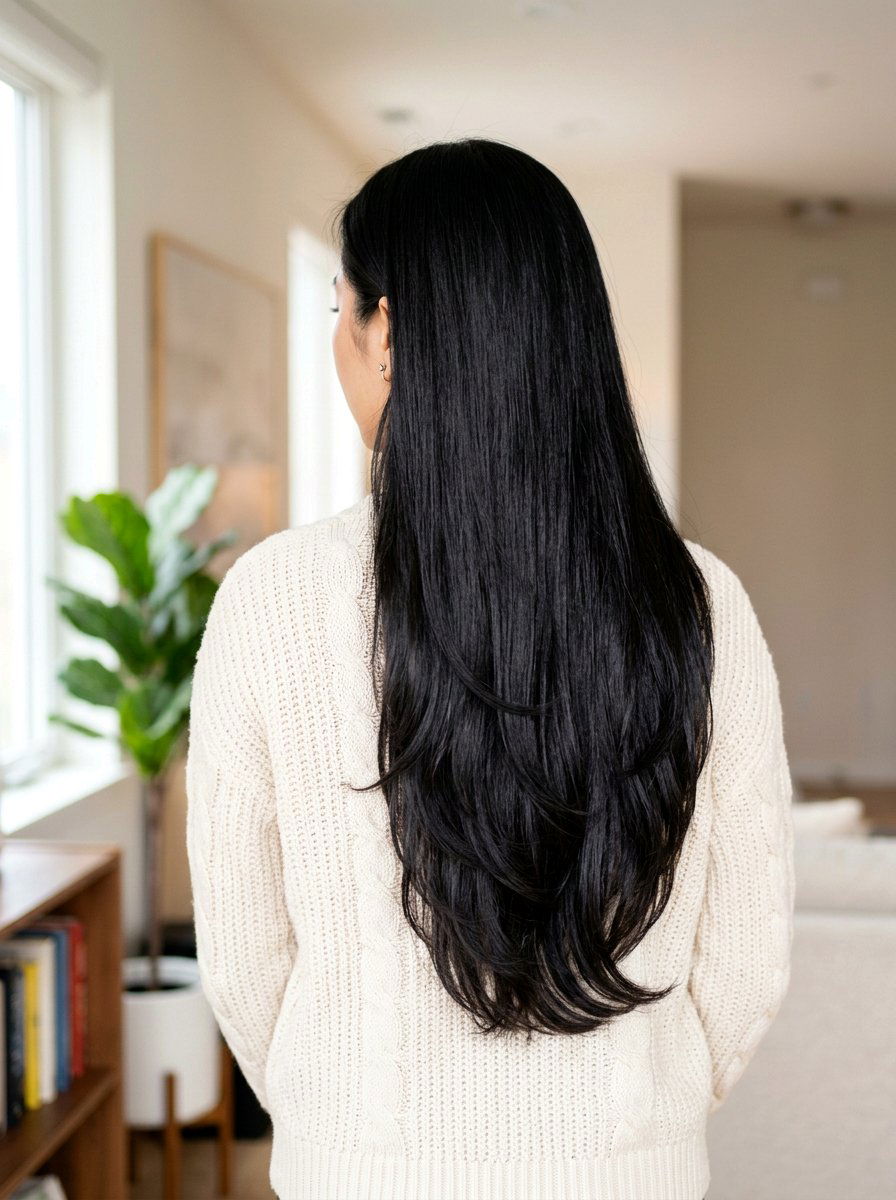 U Cut Layers on Waist Length Hair - 20 waist length layered haircut - 20 waist length layered haircut