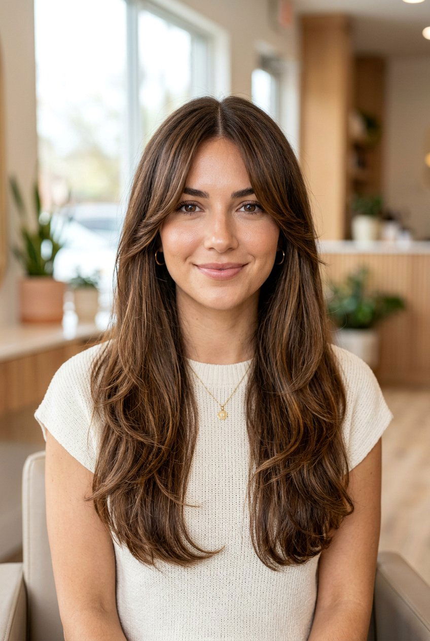 U Shaped Haircut With Long Curtain Bangs - 20 u shaped haircut for long hair - 20 u shaped haircut for long hair