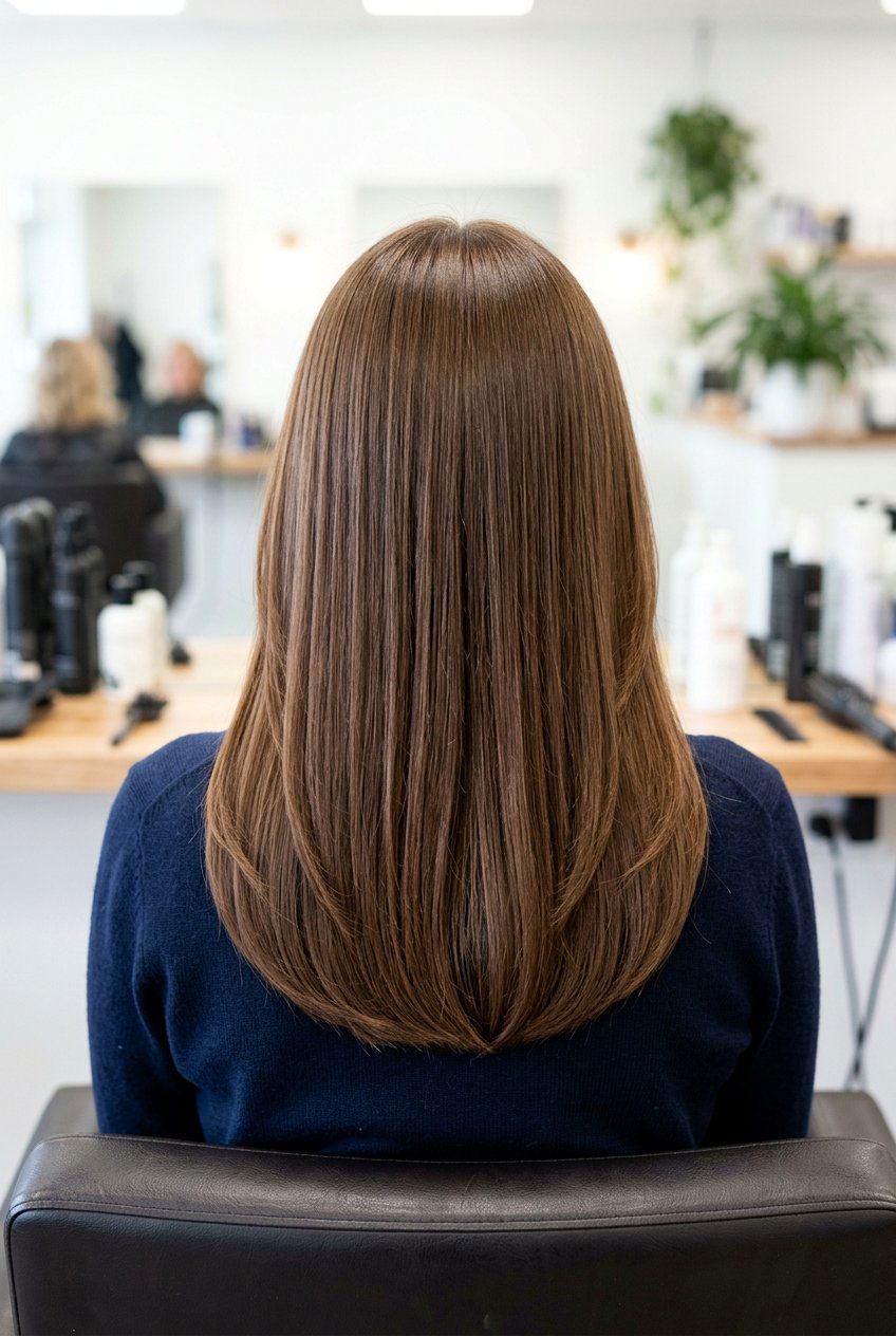 U Shaped Layered Straight Haircut - 20 layered straight haircuts - 20 layered straight haircuts