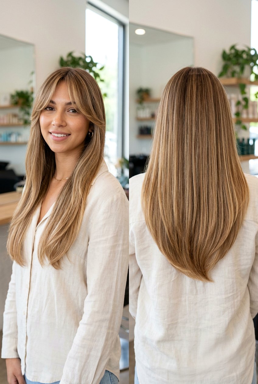 U Shaped Long Haircut With Airy Curtain Bangs - 20 long haircut with airy curtain bangs - 20 long haircut with airy curtain bangs