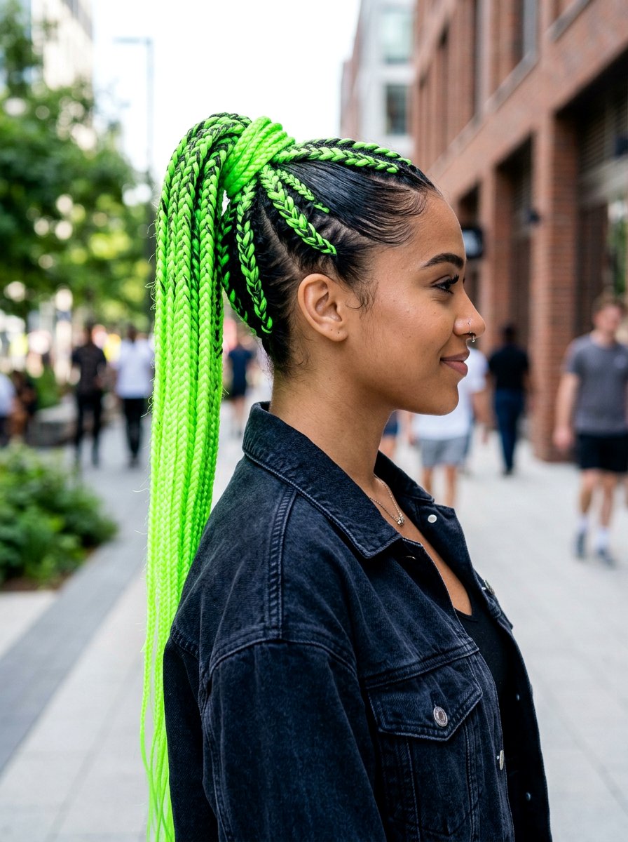 UV Reactive Braid Ponytail - 20 rave braid ponytail hairstyle - 20 rave braid ponytail hairstyle