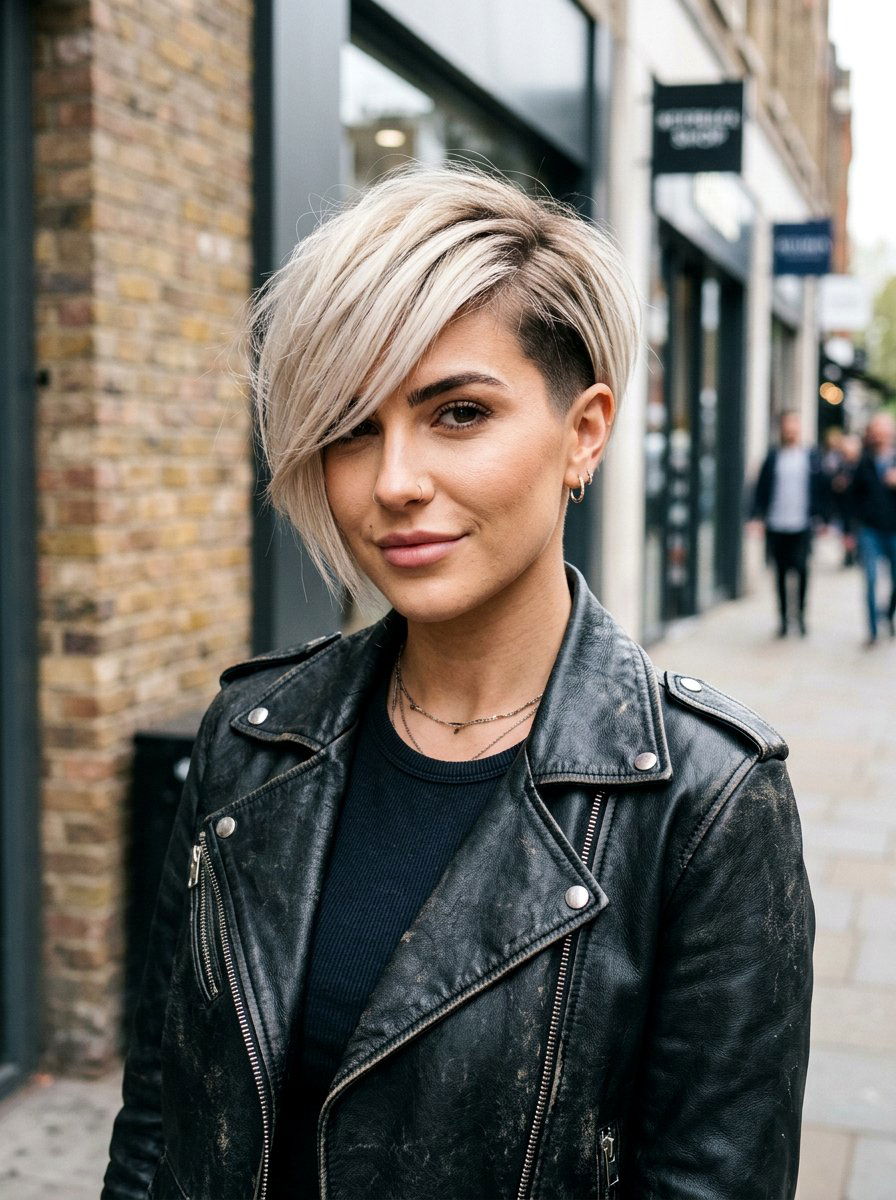 Undercut Layered Pixie With Long Side Fringe - 20 layered pixie with side fringe - 20 layered pixie with side fringe