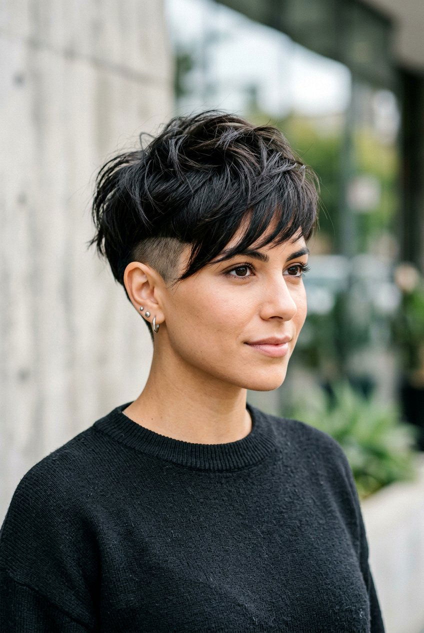 Undercut Pixie Bob with Side Swept Bangs - 20 pixie bob with side swept bangs - 20 pixie bob with side swept bangs