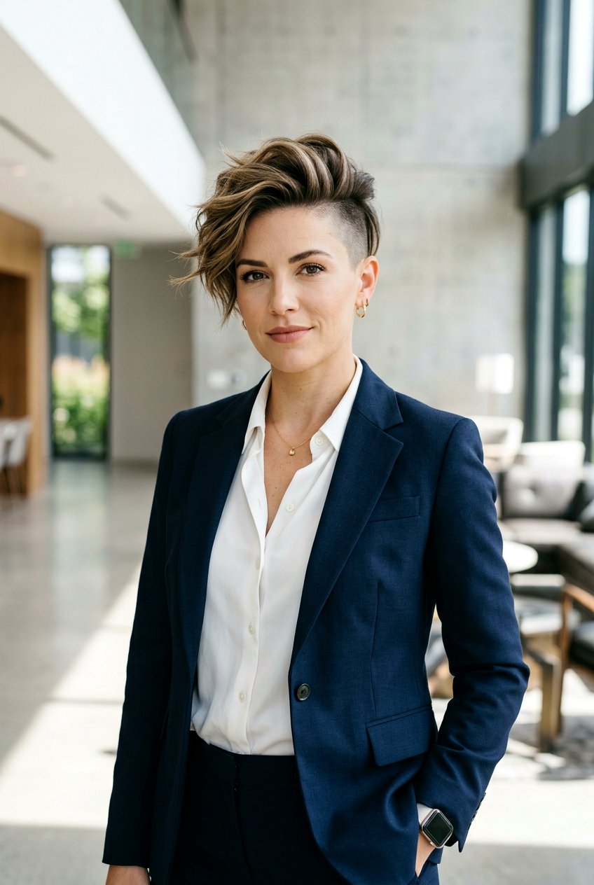 Undercut Pixie With Long Top - 20 office pixie with long bangs - 20 office pixie with long bangs