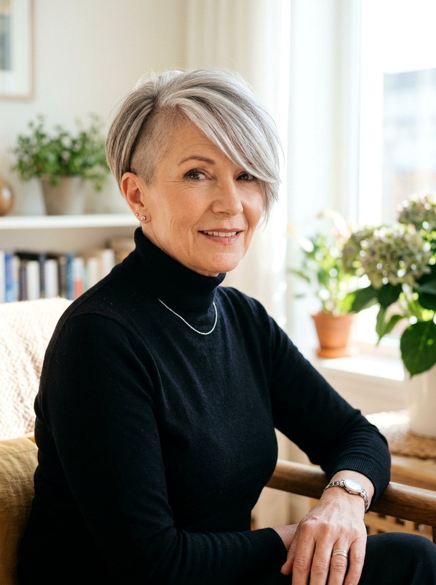 Undercut Pixie With Side Swept Bangs - 20 pixie cut with side swept bangs for older women - 20 pixie cut with side swept bangs for older women