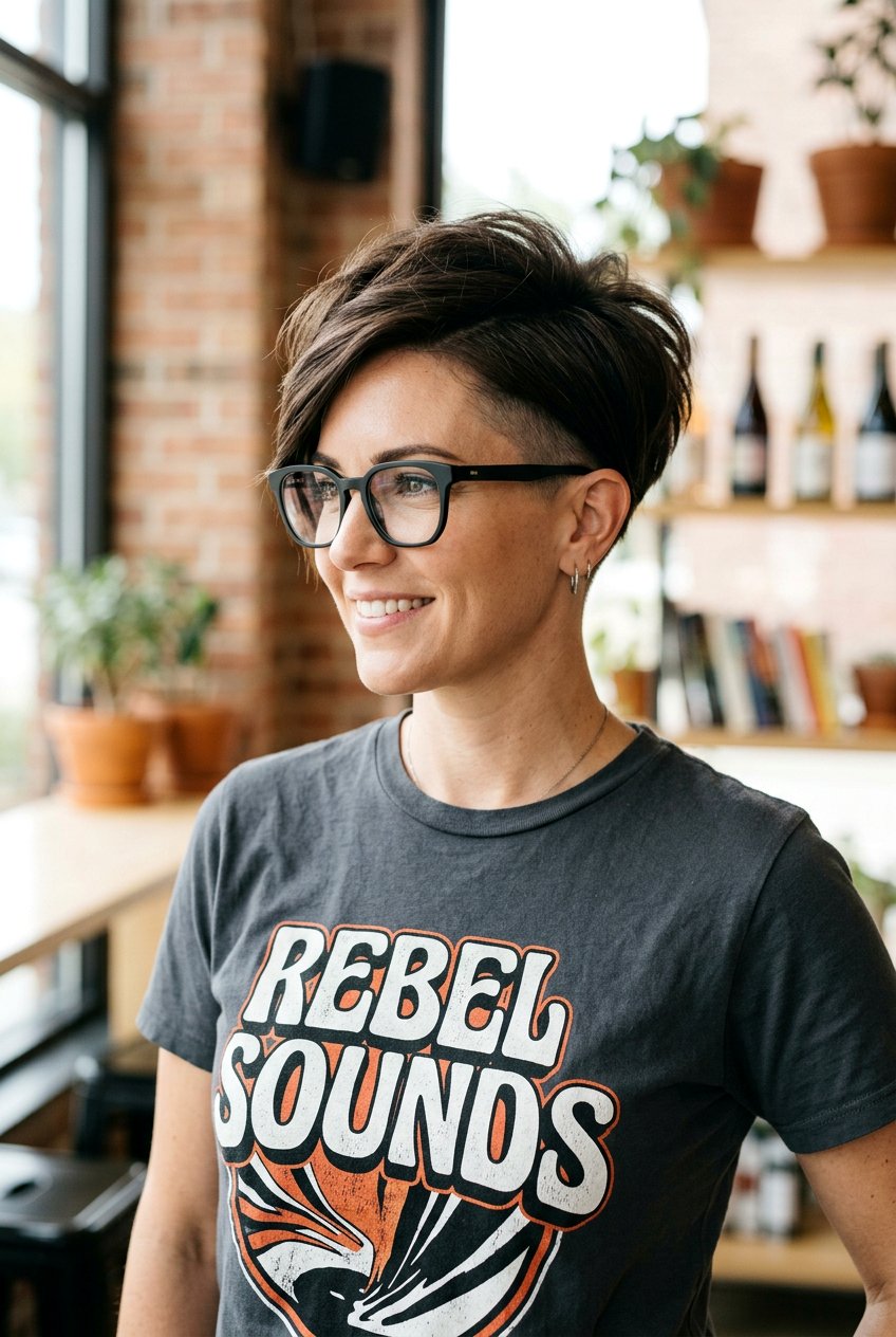 Undercut Wedge Haircut - 20 modern wedge for women with glasses - 20 modern wedge for women with glasses