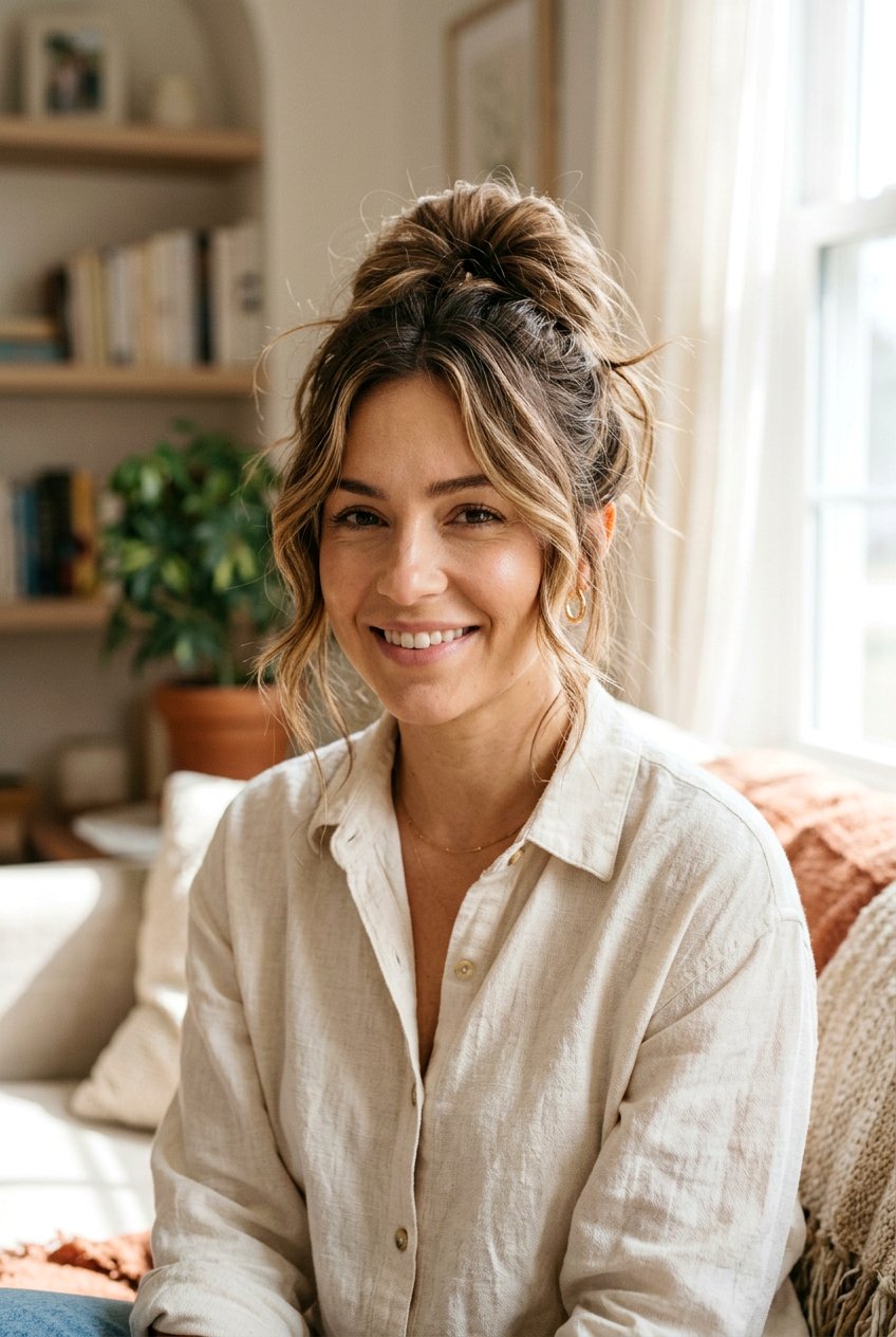 Undone Bun With Face Framing Layers - 20 undone bun hairstyles - 20 undone bun hairstyles