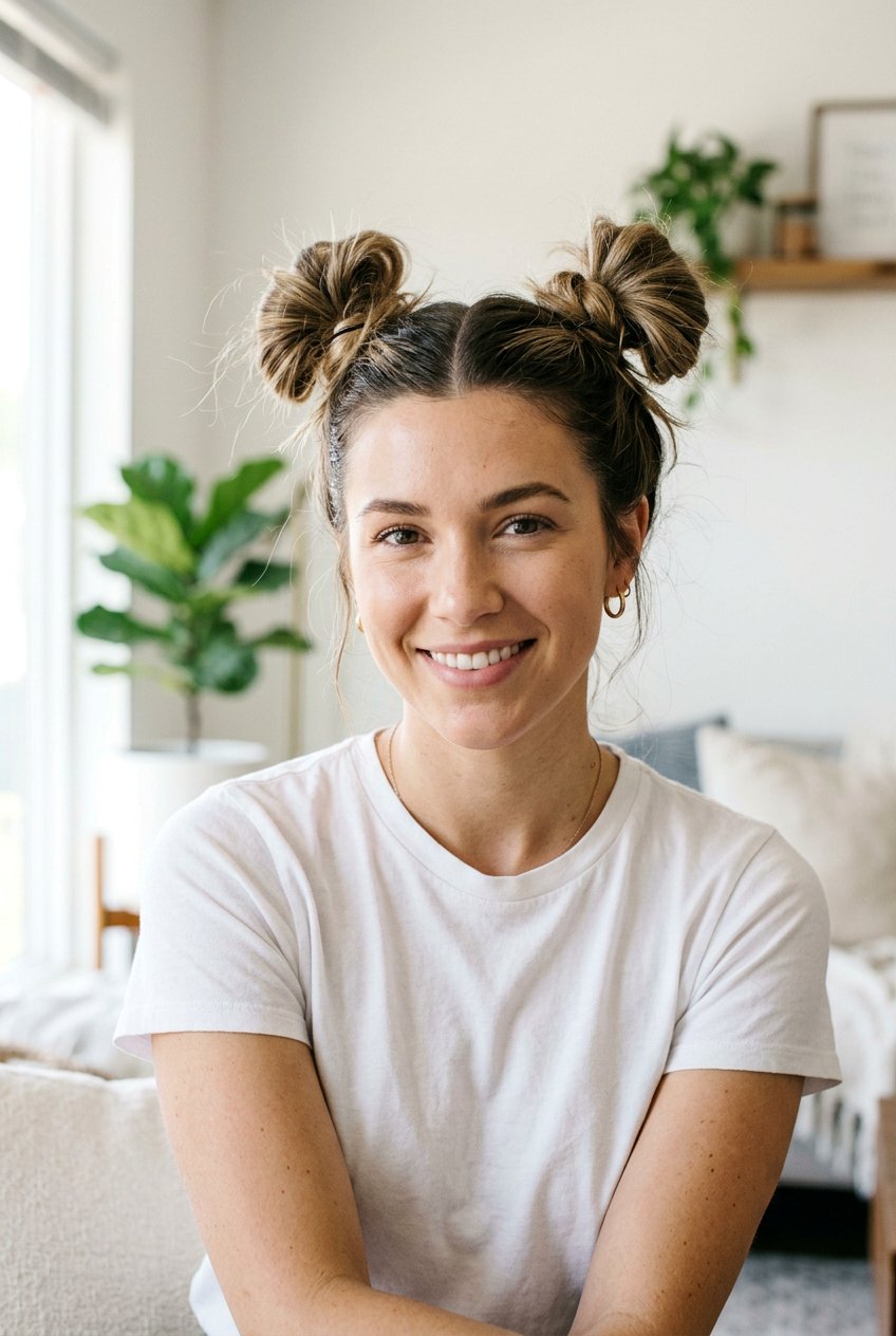 Undone Space Buns - 20 undone bun hairstyles - 20 undone bun hairstyles