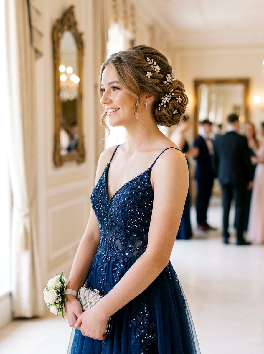 Updo with Decorative Pins - 20 teen girls hairstyle ideas for prom - 20 teen girls hairstyle ideas for prom