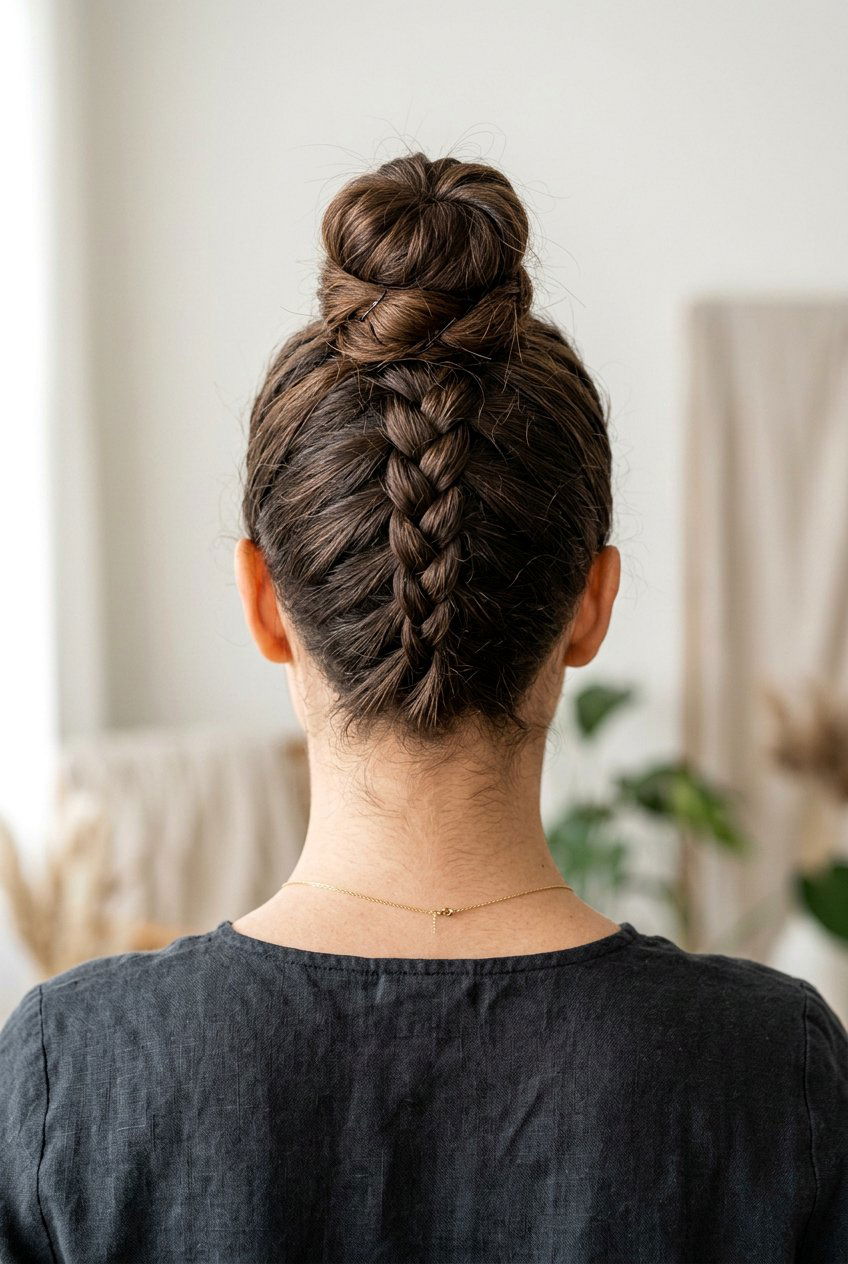 Upside Down Braided Bun - 20 braided bun hairstyles - 20 braided bun hairstyles