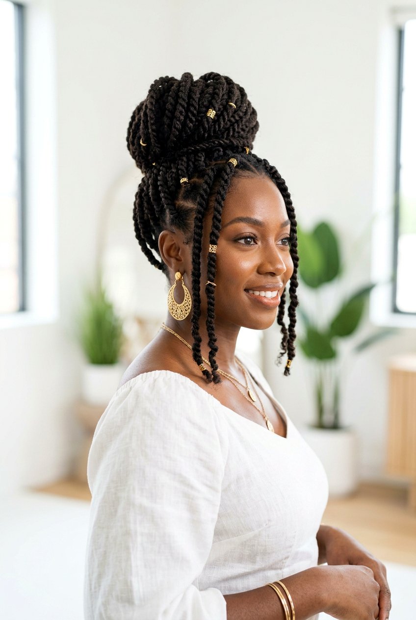 Upswept Kinky Twists - 20 natural hair updo with twists - 20 natural hair updo with twists