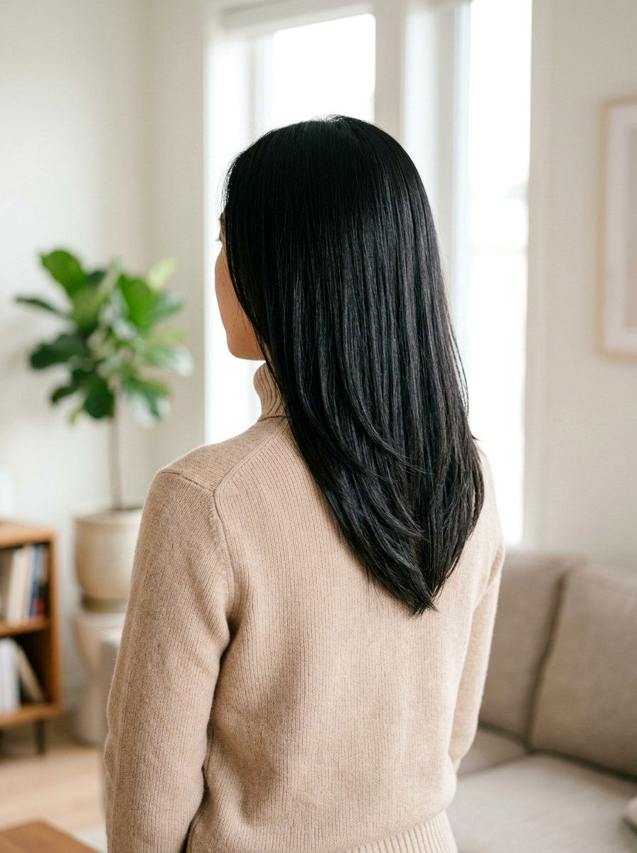 V Cut Layered Straight Shoulder Length Hair - 20 layered straight shoulder length haircut - 20 layered straight shoulder length haircut