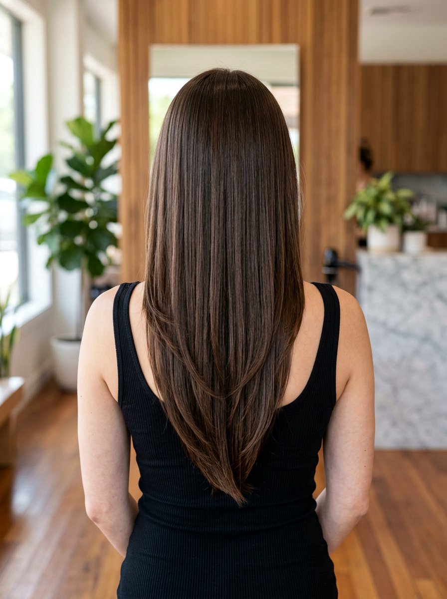 V Cut Layers on Waist Length Hair - 20 waist length layered haircut - 20 waist length layered haircut