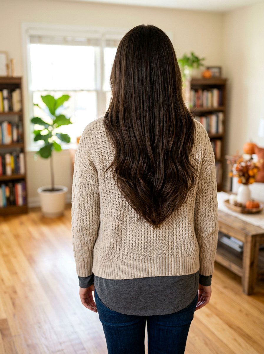 V Cut Long Haircut - 20 polished haircut for naturally gray hair - 20 polished haircut for naturally gray hair