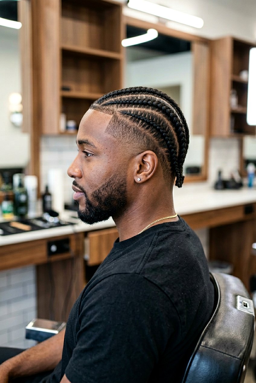 V Shaped Cornrows With Skin Fade - 20 cornrows for men with fade - 20 cornrows for men with fade