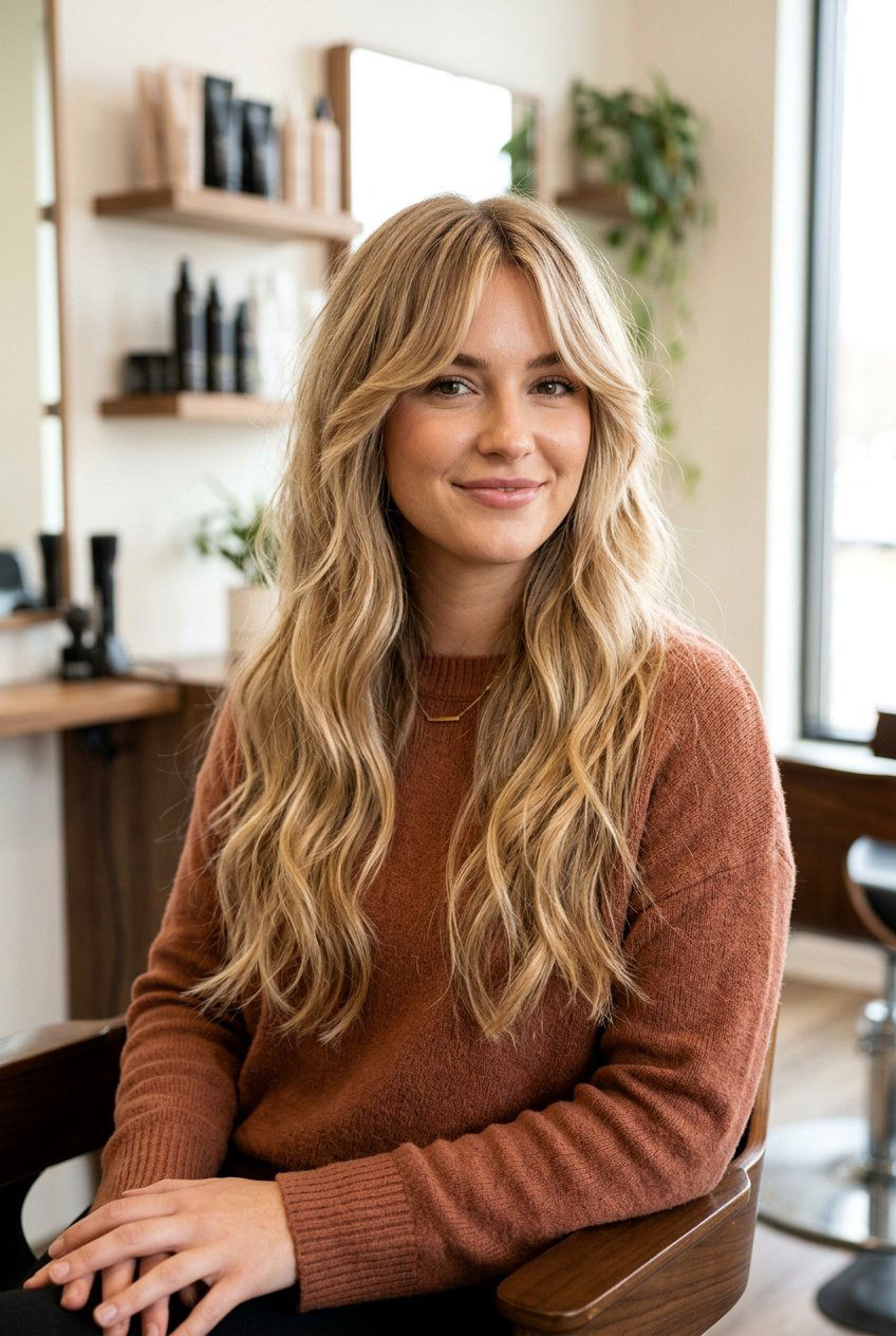 V cut with curtain bangs - 20 v cut for long hair - 20 v cut for long hair