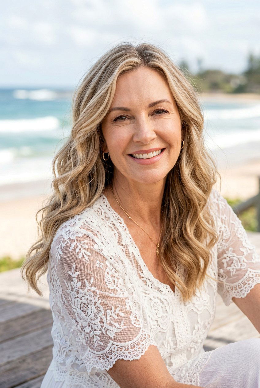 Vanilla Beige Blonde Waves - 20 rooted beige blonde for women over 50 - 20 rooted beige blonde for women over 50