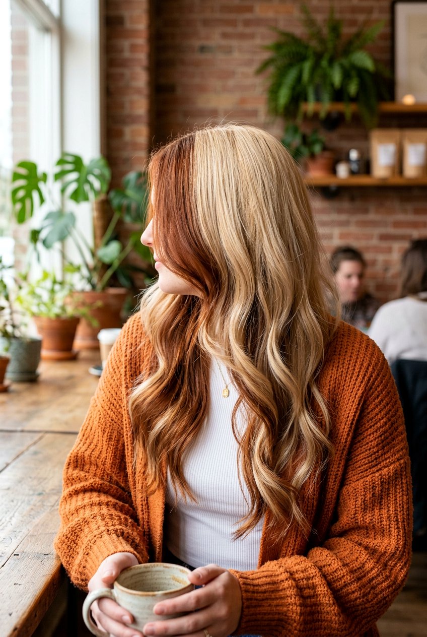 Vanilla Blonde And Auburn Split Dye - 20 blonde and brunette split dye hair - 20 blonde and brunette split dye hair