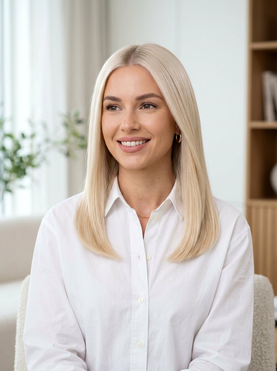 Vanilla Blonde Root Smudge On Straight Hair - 20 vanilla blonde with shadow root - 20 vanilla blonde with shadow root