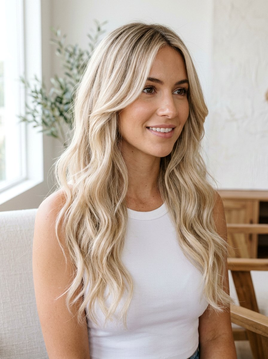 Vanilla Cream Blonde On Long Layers - 20 vanilla cream blonde hair - 20 vanilla cream blonde hair